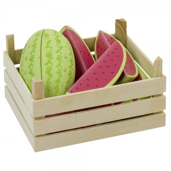 Melonen in Obstkiste, Kiste:13,6 x 10,6 x 6,8 cm, Kaufmannsladen, Lebensmittel
