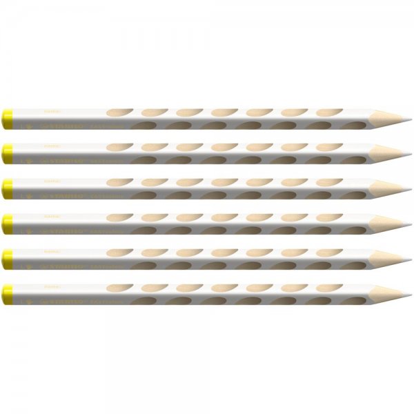 Ergonomischer Buntstift für Linkshänder - STABILO EASYcolors - 6er Pack - weiß