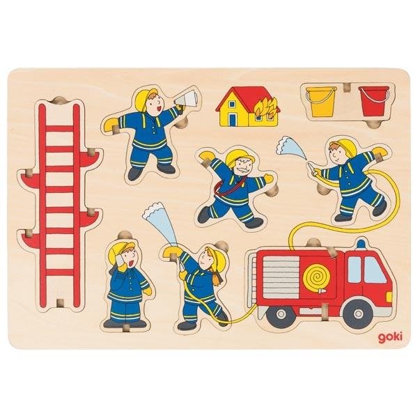 Goki Aufstellpuzzle Feuerwehr Puzzle Brettspiel Steckpuzzle Kinder Spielware