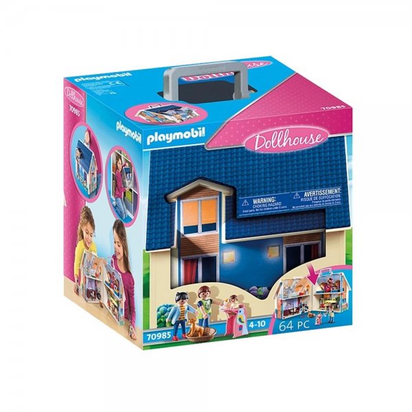 Playmobil Dollhouse 70985 Mitnehm-Puppenhaus mit Spielfiguren und Zubehör