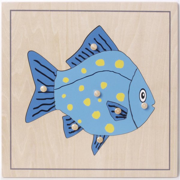 Montessori Puzzle Fisch, Tierpuzzle aus Holz, Lernspielzeug, NEU