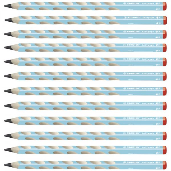 Ergonomischer Dreikant-Bleistift für Rechtshänder - STABILO EASYgraph in blau - 12er Pack - Härtegrad 2B