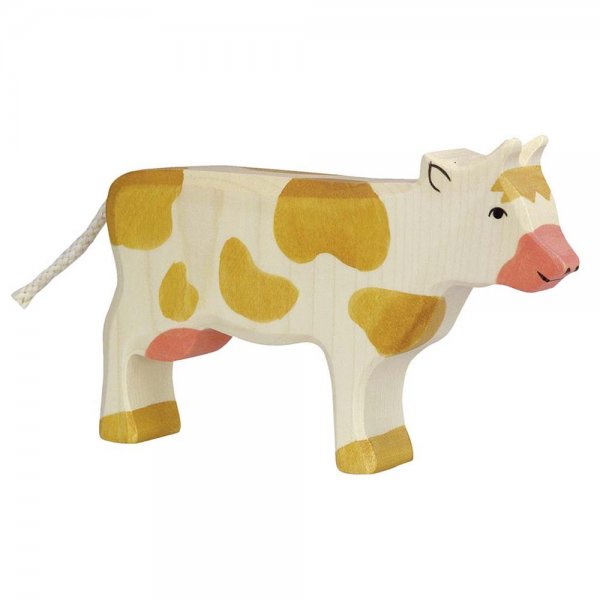 Kuh, stehend, braun, ca. 17,5 x 2,8 x 11 cm, Holztier, Spielzeug, Holzspielzeug
