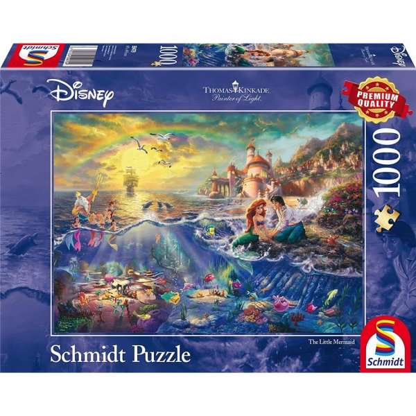 Schmidt Spiele 59479 Thomas Kinkade, Disney Kleine Meerjungfrau, Arielle, 1.000 Teile, Bunt, 693 x 493 mm