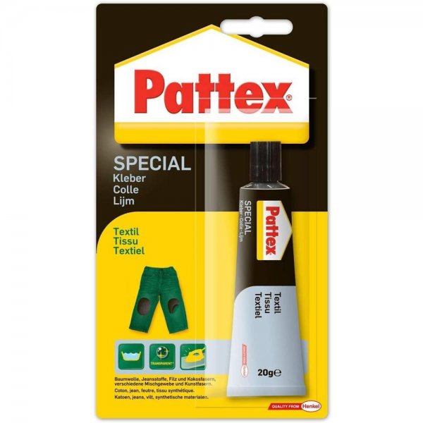 Pattex PXST1 Spezialkleber Textil, für gewebte Stoffe, Tube mit 20 g