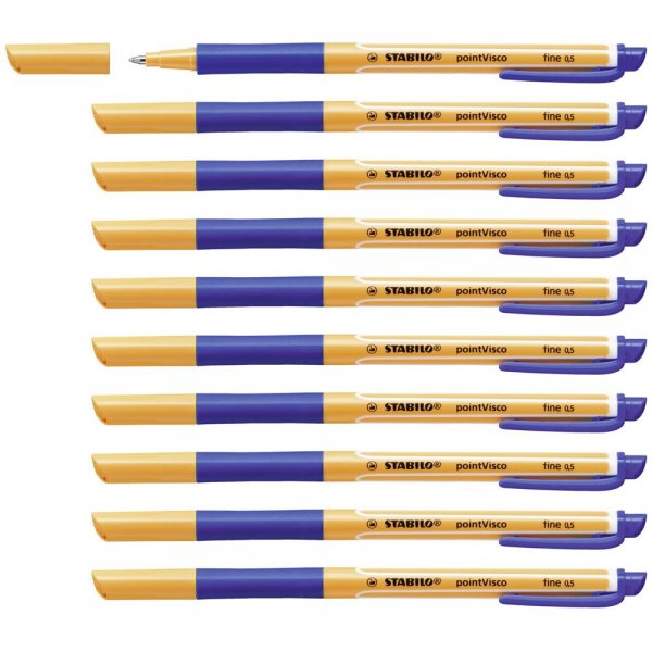 Tintenroller - STABILO pointVisco - 10er Pack - blau
