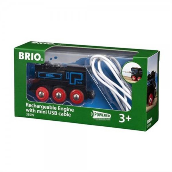 Brio 33599 - Schwarze Akku-Lok mit Mini-USB-Anchluss Ladefunktion Retrolook NEU
