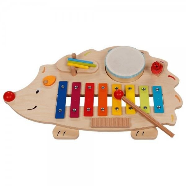 Goki Musikstation Igel mit Notenheft Klangigel Kinder Xylophon Musikinstrument