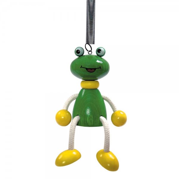 Bartl 14700 - Schwingtier Frosch aus Holz Figur 9,5cm Spielzeug Federfigur grün