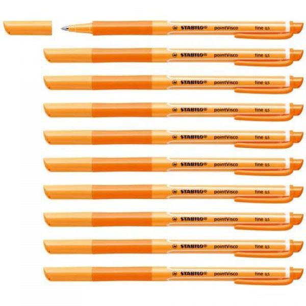 Tintenroller - STABILO pointVisco - 10er Pack - orange