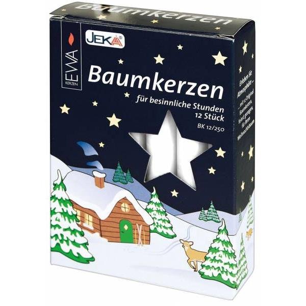 Ebersbacher Baumkerzen 12 Stück weiß 15 x 125 mm Weihnachtsbaumkerzen Christbaumkerzen Minikerzen