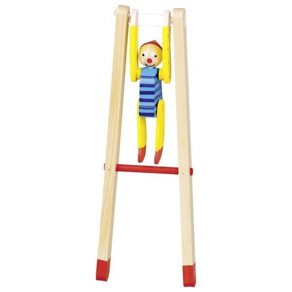 Goki Reckturner Clown Linoh Holzspielzeug Leichtathletik Schwingfigur Spielzeug Holzfigur
