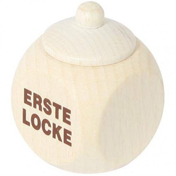 Erste Locke - Erstes Haar - Behälter - Dose - aus Holz - mit Aufschrift