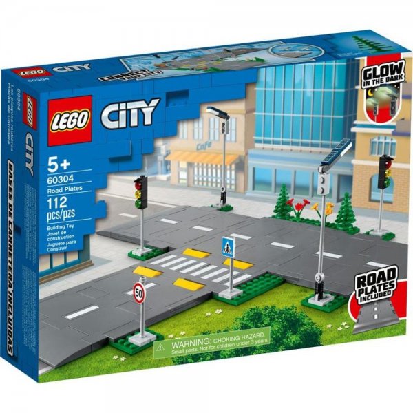 LEGO® City 60304 - Straßenkreuzung mit Ampeln, Straßenschilder und Fahrbahnmarkierungen