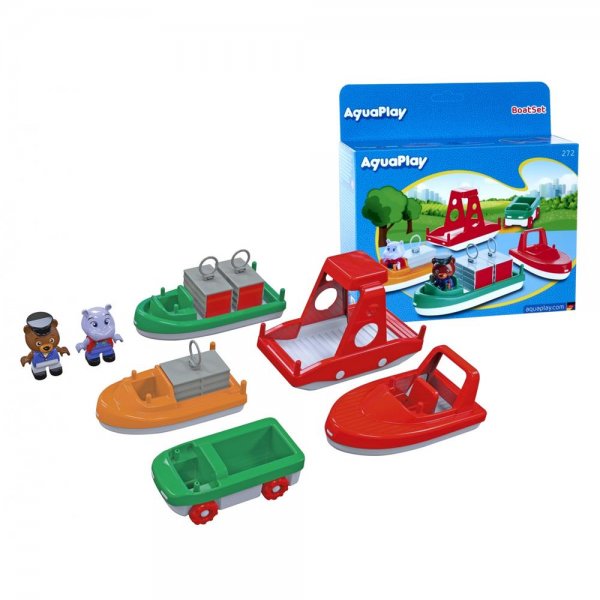 AquaPlay BoatSet 7 teilig Boote Fahrzeug Spielfiguren Zubehör-Set für Wasserbahn