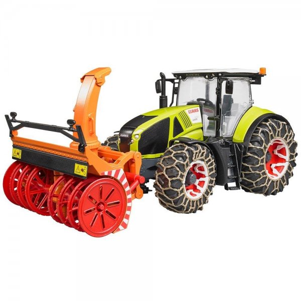 Bruder 03017 Claas Axion 950 Traktor mit Schneeketten und Schneefräse