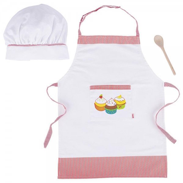 GOKI 51678 - Kochset für Kinder 3-teilig Holz / Textil NEU
