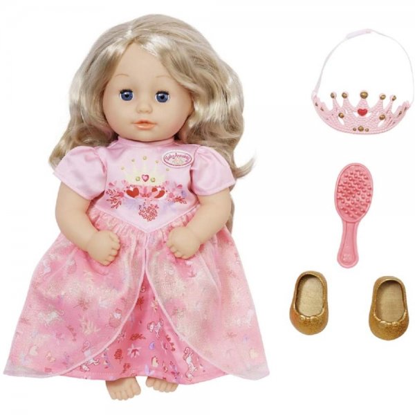 Zapf Creation Baby Annabell Little Sweet Princess 36 cm Prinzessinen Puppe mit Haaren und Schlafaugen