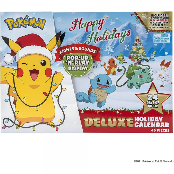 Pokémon Deluxe Adventskalender 2021 Weihnachtskalender mit 24 Spielzeug-Überraschungen ab 3 Jahre