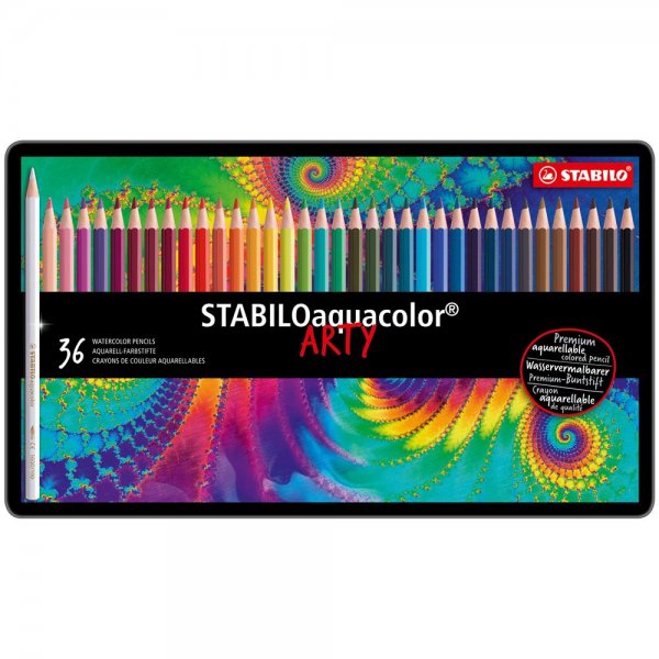 Aquarell-Buntstift - STABILO aquacolor - ARTY - 36er Metalletui - mit 36 verschiedenen Farben