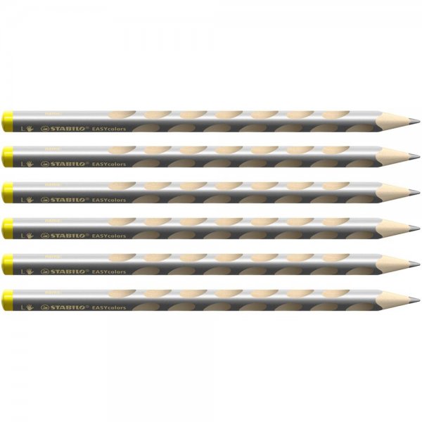 Ergonomischer Buntstift für Linkshänder - STABILO EASYcolors - 6er Pack - silber