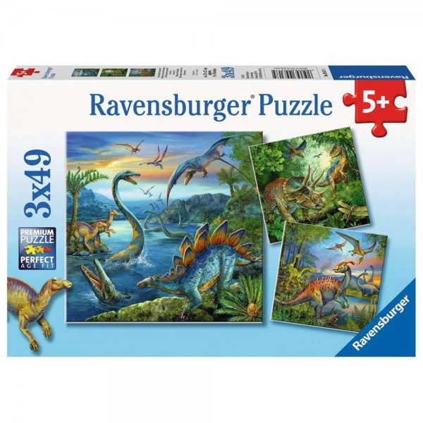 Ravensburger Kinderpuzzle Faszination Dinosaurier 3 x 49 Teile Puzzle geeignet ab 5 Jahren