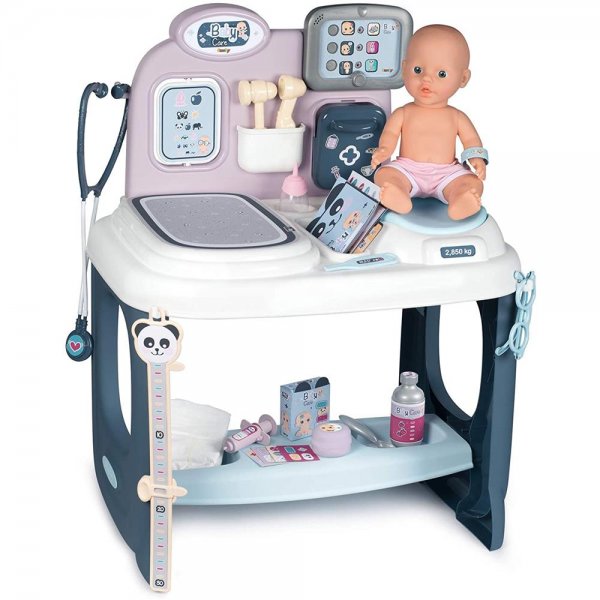 Smoby Baby Care Center für Puppen bis 38 cm mit mechanischer Waage Untersuchungstisch Arzt