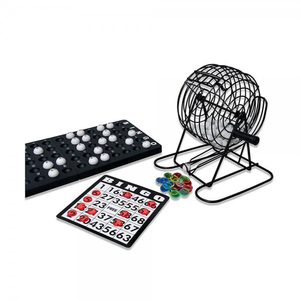 Noris Spiele 606108011 - Deluxe Bingo Lotto aus Metall Drehautomat mit Kugeln ab 6 Jahren