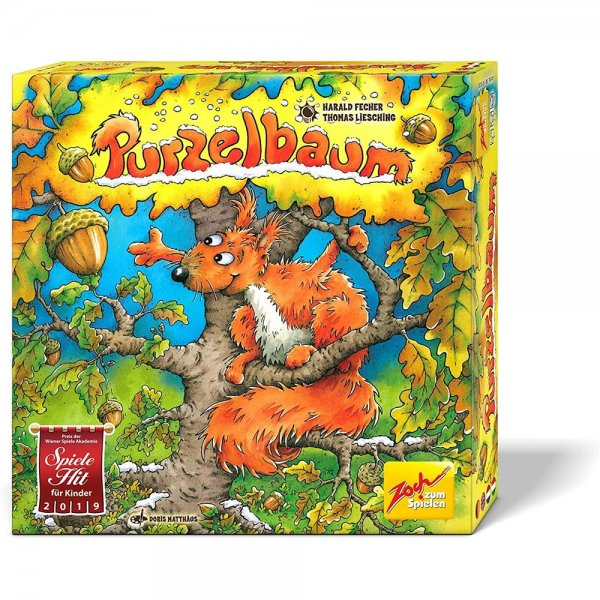 Zoch Purzelbaum dreidimensionales Geschicklichkeitsspiel Memospiel Holzbaum Nüssen Kinder Herbst