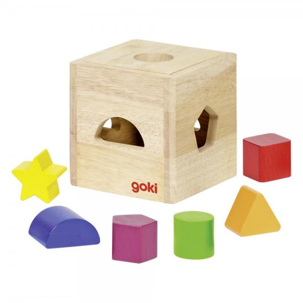 Goki Sortierbox 6-teilig Motorikspielzeug Farben Formen Steckspielzeug Holzspielzeug