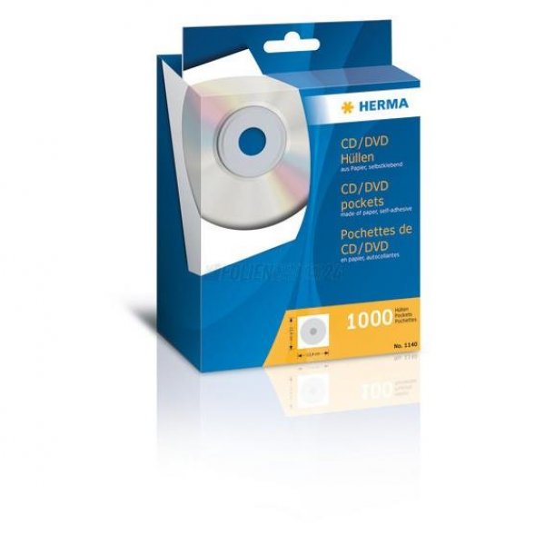 HERMA 1141 CD/DVD-Papierhüllen weiß 1000 Stück selbstklebend mit Klebefläche