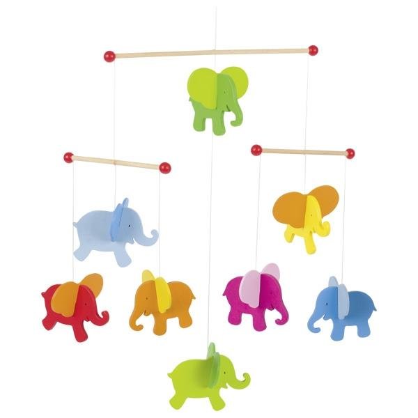 Goki Mobile Elefanten aus Holz Babybett Kinderbett Babymobile Babyzimmer Einschlafhilfe