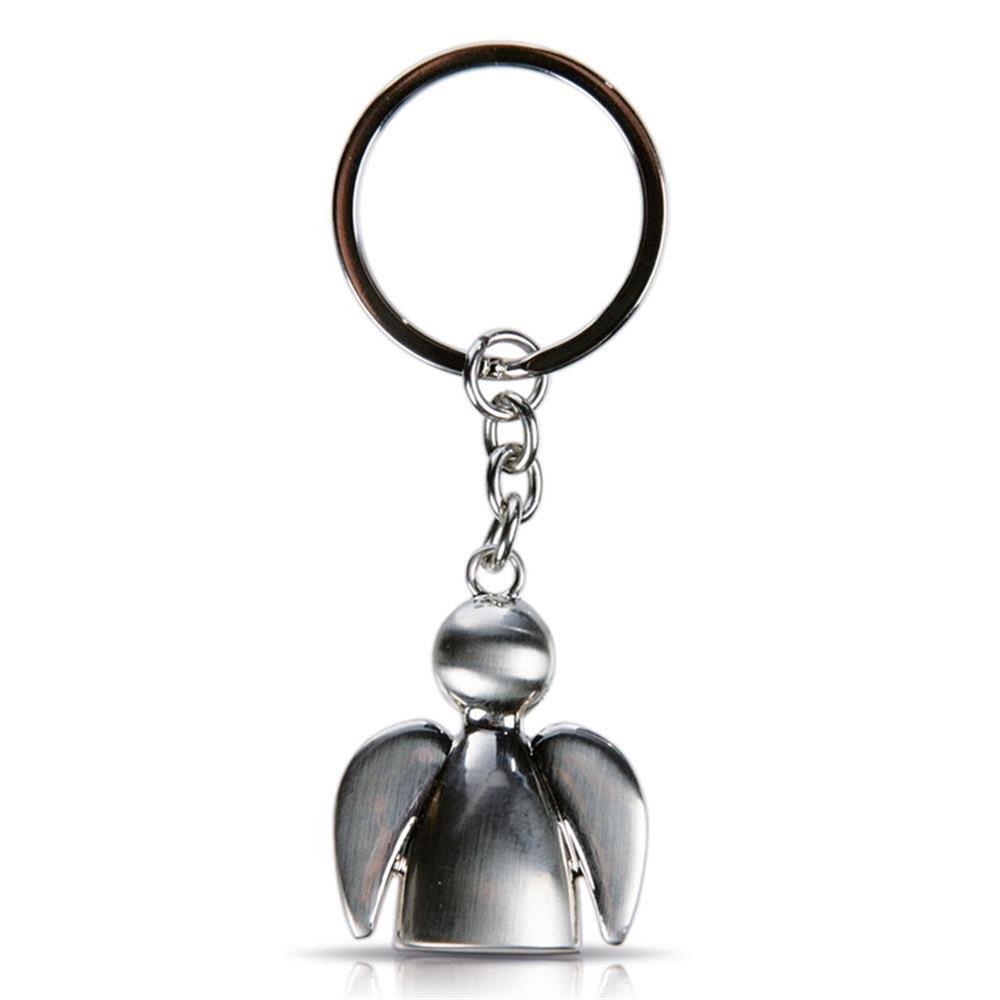 40780 Schlüsselanhänger Schutzengel aus Metall silber mit Schlüsselring L 6,5 cm 