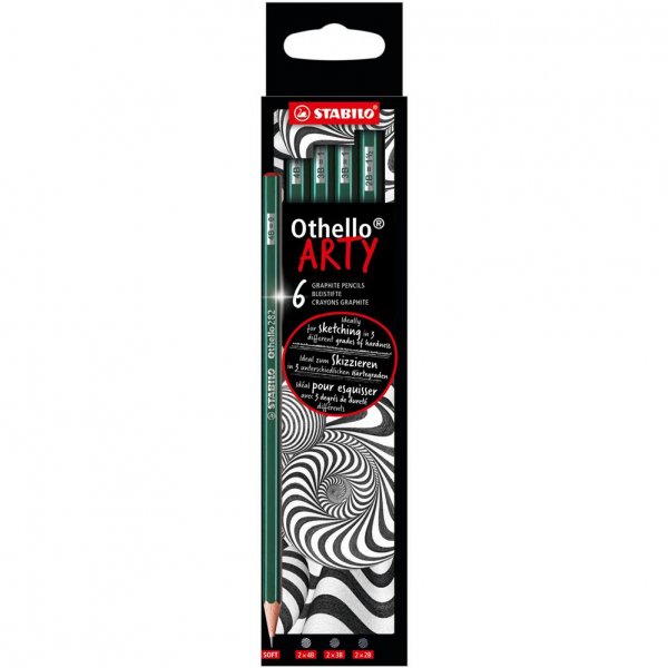 Bleistift - STABILO Othello - ARTY - 6er Pack - Härtegrad weich, jeweils 2x 4B, 3B, 2B