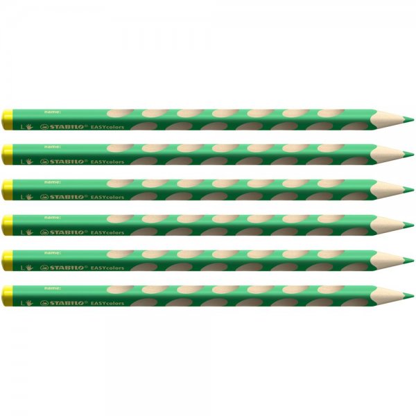 Ergonomischer Buntstift für Linkshänder - STABILO EASYcolors - 6er Pack - deckgrün opaque