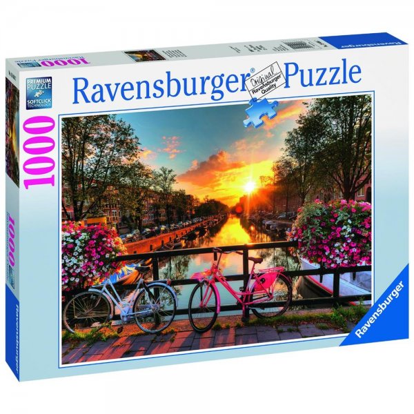 Ravensburger Puzzle 19606 - Fahrräder in Amsterdam Sonnenuntergang 1000 Teile