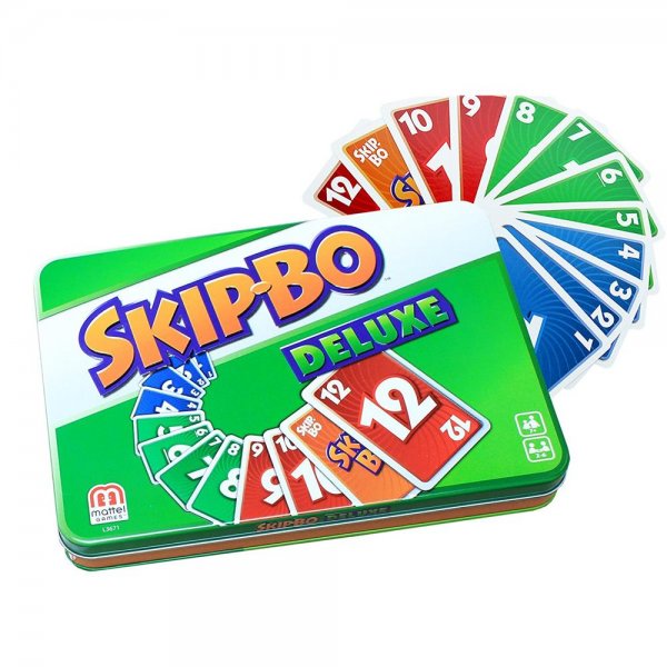 Mattel Skip-Bo Deluxe, Gesellschaftsspiel, Kartenspiel, 2-6 Spieler. Ab 7 Jahren