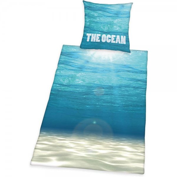 Herding The Ocean Bettwäsche 80x80+135x200 cm Meer Ozean blau Bettbezug Kissenbezug atmungsaktiv