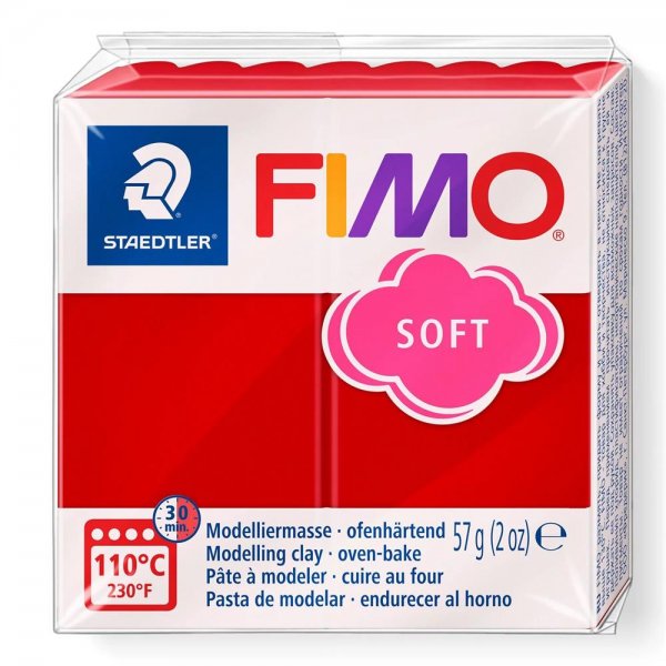 Staedtler FIMO soft weihnachtsrot 57g Modelliermasse ofenhärtend Knetmasse Knete