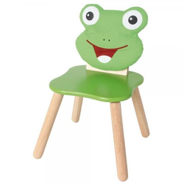 Kinderstuhl Frosch grün aus Holz abgerundete Ecken Kindermöbel mit Tiermotiv