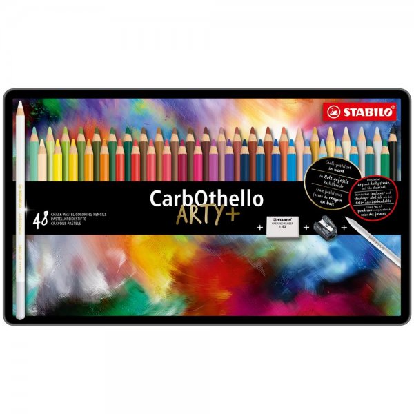 Pastellkreidestift - STABILO CarbOthello - ARTY+ - 48er Metalletui - mit 48 verschiedenen Farben