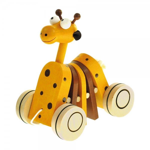 Bino 90987 - Nachziehspielzeug - Ziehtier Giraffe Nachziehtier Holz gelb NEU