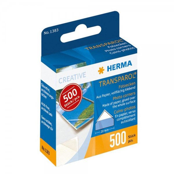 HERMA 1383 Transparol Fotoecken 500 Stück selbstklebende transparente Klebeecken in Spendepackung