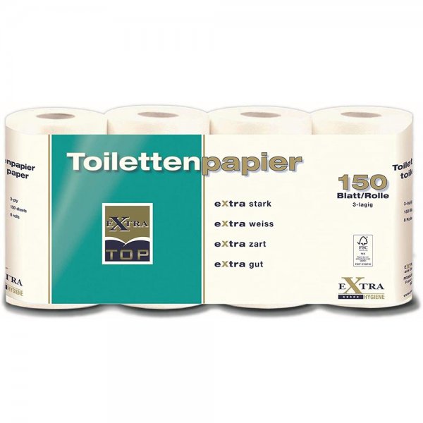 PRIMUS GMBH Extra Top Toilettenpapier 3-lagig 8 Rollen je 150 Blatt
