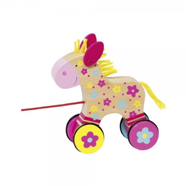 Goki Ziehtier Pferd Clahra Susibelle 15 cm Holz mit Schnur Nachziehtier Kinderspielzeug