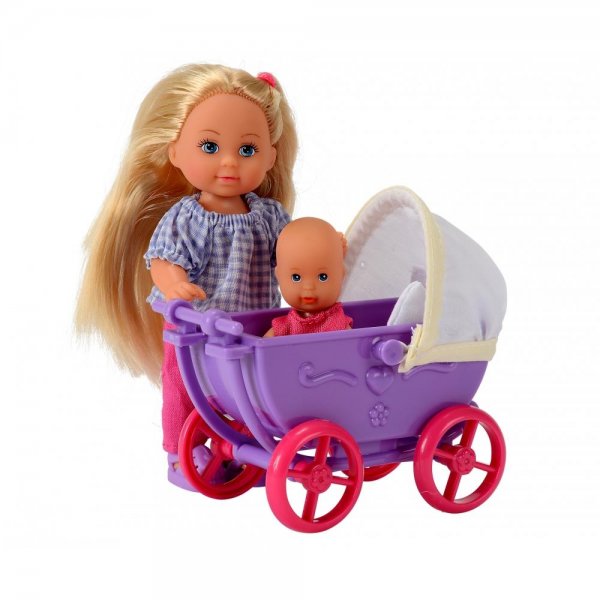 SIMBA 105736241 - Evi Love Puppe mit Minipüppchen Puppenmutti Kinderwagen Neu