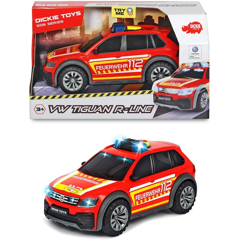 Blaulicht & Sound Dickie Toys VW Tiguan R-Line Auto Feuerwehr Einsatzfahrzeug 
