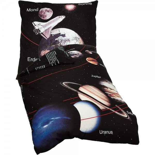 Herding Sonnensystem Bettwäsche 80x80+135x200 cm Universum Bettbezug Kissenbezug Baumwolle