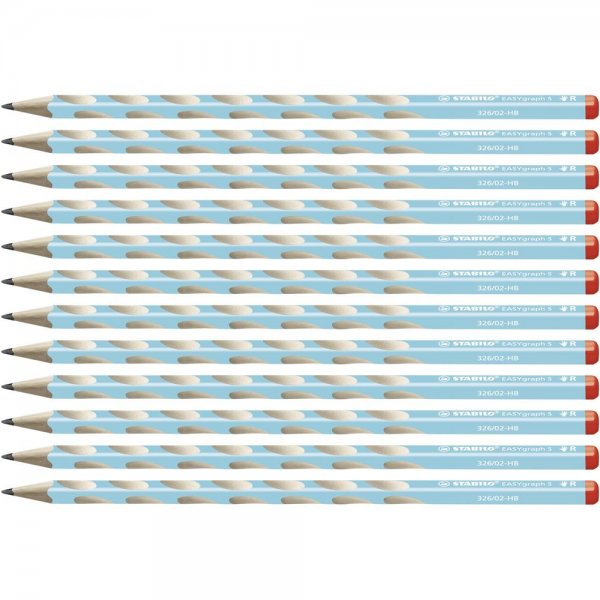 Schmaler Dreikant-Bleistift für Rechtshänder - STABILO EASYgraph S in blau - 12er Pack - Härtegrad HB