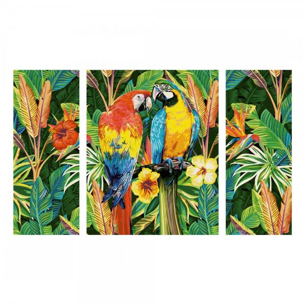 Schipper Malen nach Zahlen Papageien im Regenwald 80 x 50 cm Triptychon Bilder malen für Erwachsene